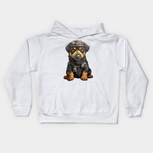 Rottweiler Dog Wearing Gas Mask Kids Hoodie